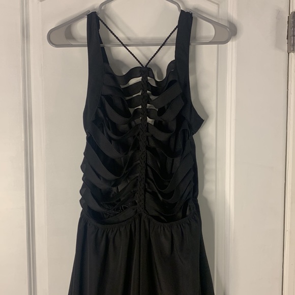 High low black dress with cut out distressed back. - Picture 3 of 4